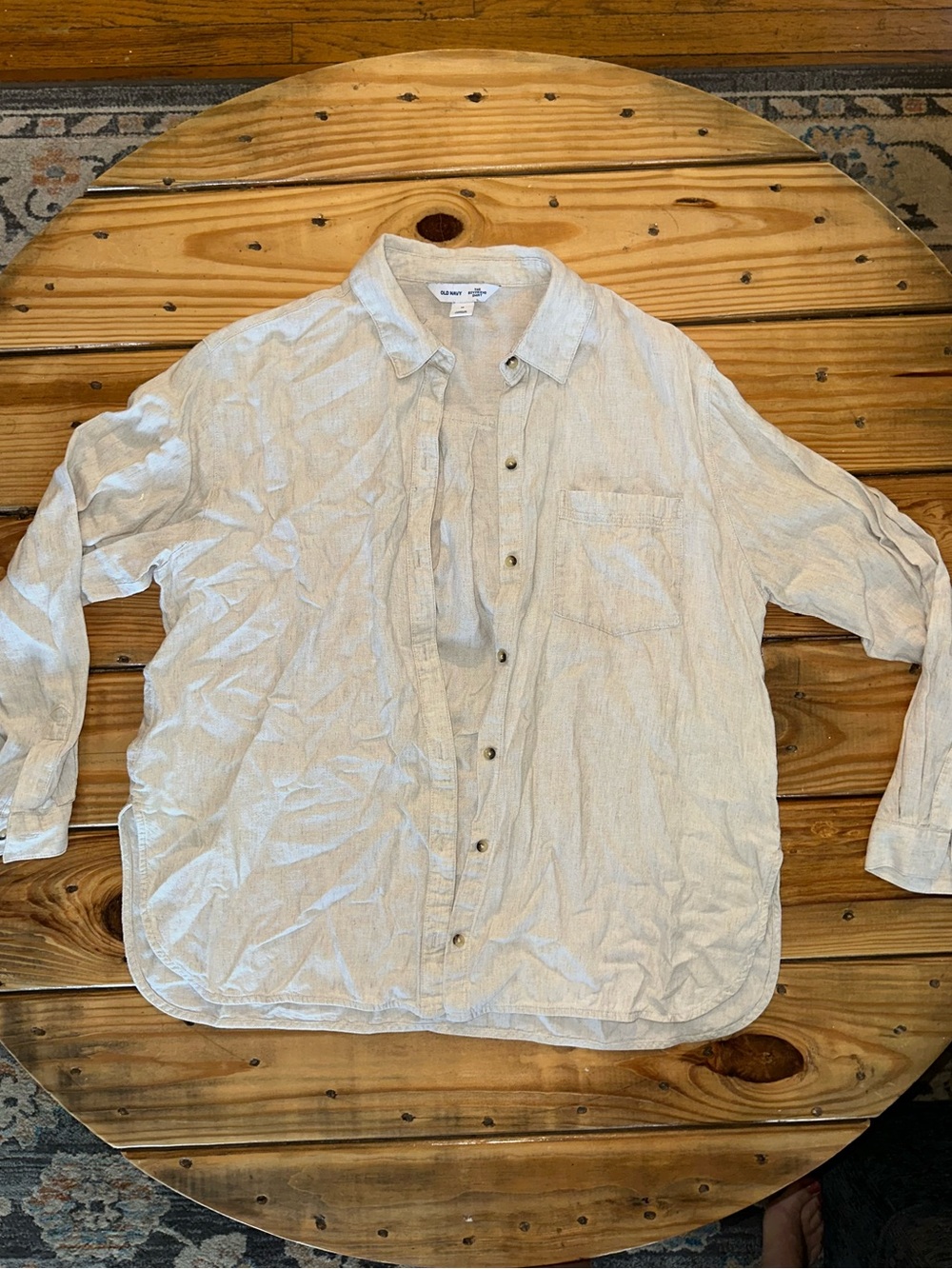 OLD NAVY LINEN BLEND THE BOYFRIEND SHIRT